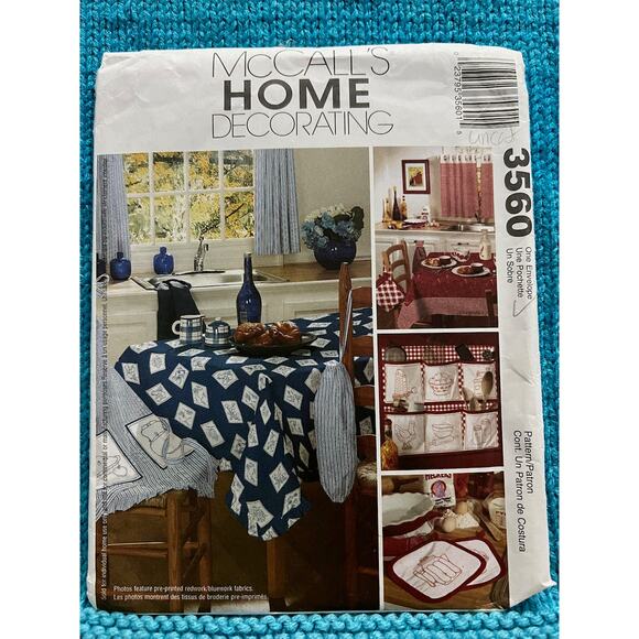 McCalls 3560 curtain tablecloth apron organizer bag holder sewing pattern - Picture 1 of 4
